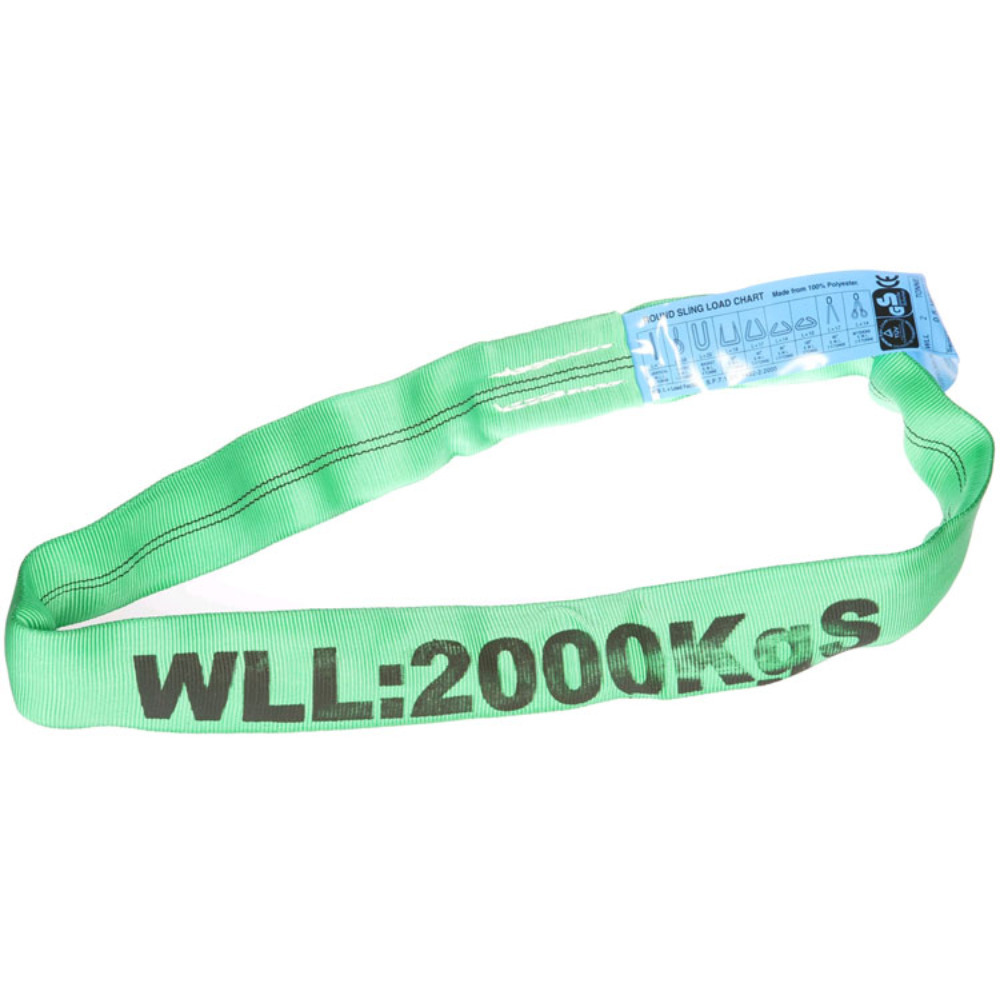 Thumbnail for Round Lifting Sling -  2 Tonne - Green Polyester Webbing  